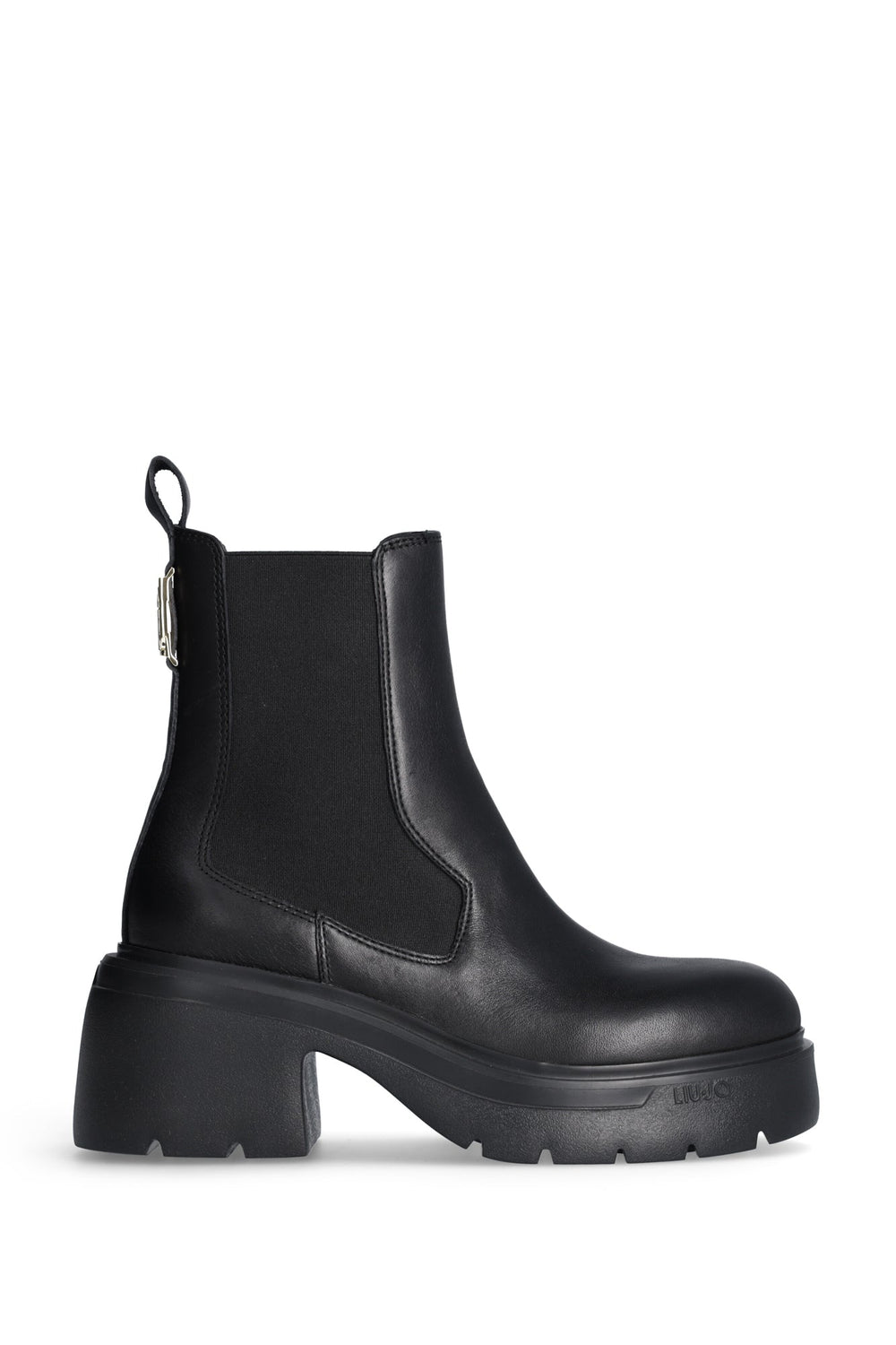 Ghete Liu Jo de dama negre din piele cu logo metalic auriu INCALTAMINTE LIU JO Negru 35 8059696548008