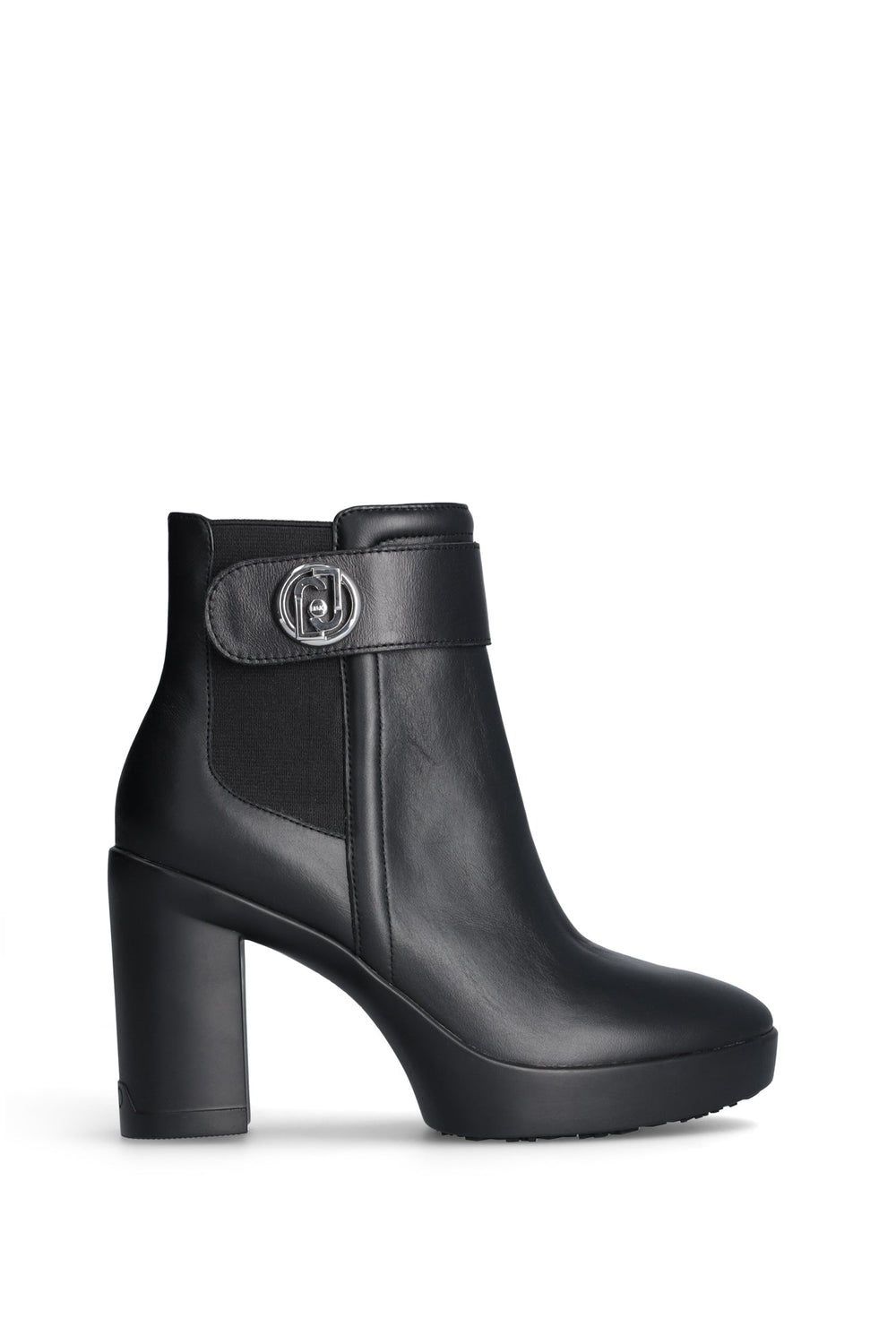 Ghete Liu Jo de dama negre din piele cu fermoar si logo argintiu INCALTAMINTE LIU JO Negru 35 8059696657342